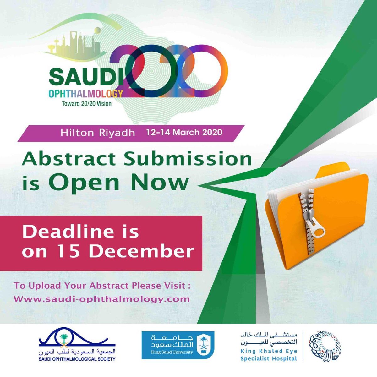 KKESHKSA's tweet image. تبقي يومين فقط على انتهاء التقديم للملخصات العلمية..
علماً أن آخر يوم للتقديم هو ١٥ ديسمبر
saudi-ophthalmology.com

 #اجتماع_طب_العيون_السعودي
#SOS2020