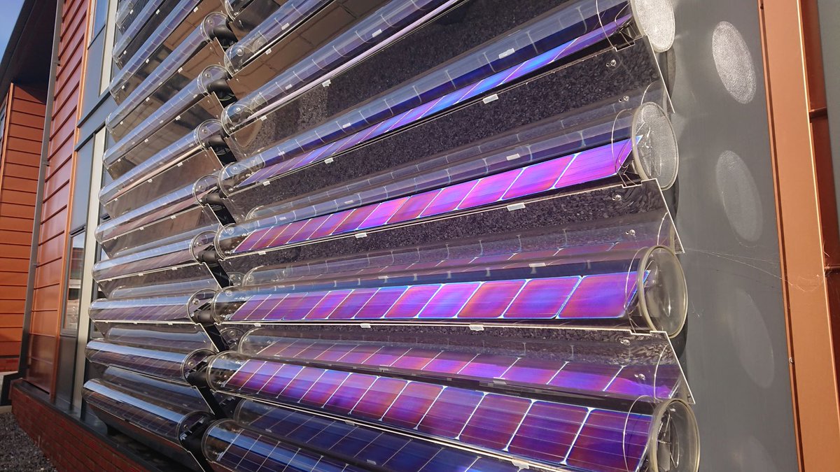 info_specific's tweet image. ☀️ Today's #SolarSnaps show the Swansea sun reflecting off the Active Office's @NakedEnergyLtd #PVT tubes at a wonderful angle!

Thanks @SmartSysTom for the photo 📷