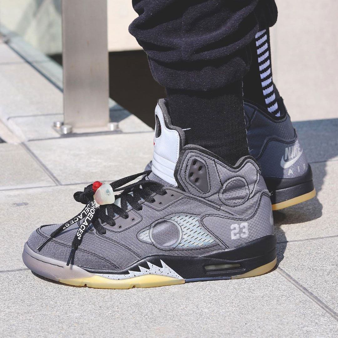 jordan 5 on feet with shorts