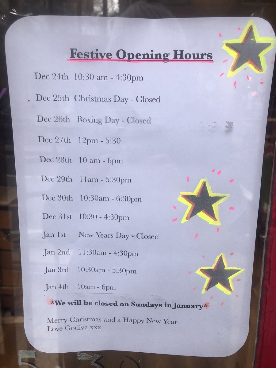 🎄✨❄️Our Christmas Opening Times 🎄✨❄️ #edinburgh