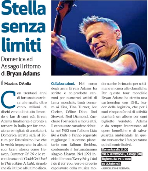 MassimoDArdia's tweet photo. Domenica al @MediolanumForum ci sarà l'imperdibile concerto di @bryanadams #Milano #MiTomorrow https://t.co/7h2r5F4T3F