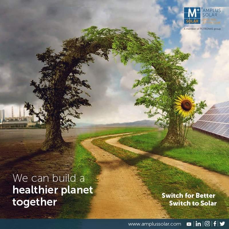 amplussolar's tweet photo. Choosing a #Cleaner &amp; #Greener tomorrow is in our hands.

Each one of us have the #power the change the present and take a #sustainable step by switching to #renewableenergy.

So #SwitchForBetter #SwitchToSolar with #AmplusSolar!

#FridayThoughts #Solar #energy #ClimateChange https://t.co/i8BWDCvuBl