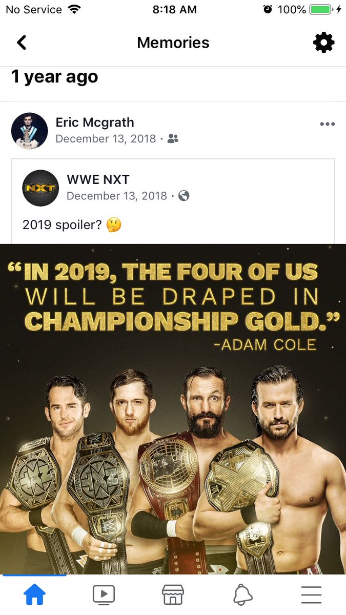 EricMcgrath13's tweet photo. @AdamColePro @roderickstrong @KORcombat @theBobbyFish this came up from 1 year ago today and this certainly was a Shock to The System as the prophecy was fulfilled and 2019 is the year of the Undisputed and so will 2020 and that’s not just a promise that my friends is #Undisputed https://t.co/YhGuAYKAhz
