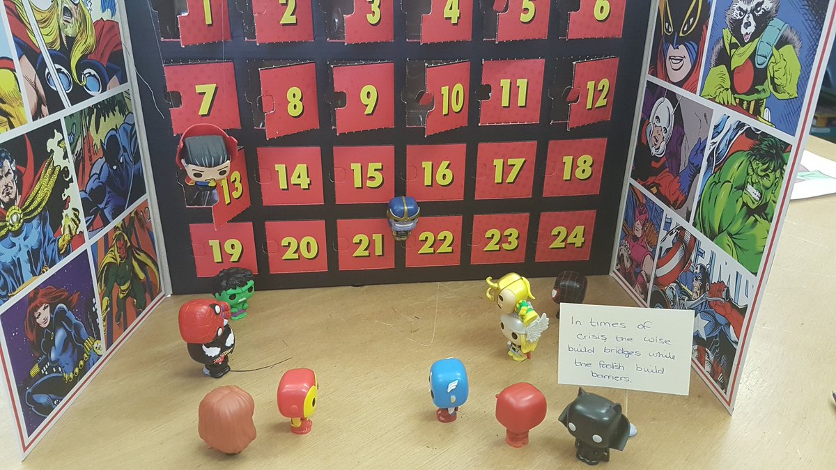 KMSComputing's tweet photo. Day 13 of #marveladvent: Thanos appears, Black Panther makes a wise call... #civilwar is cancelled until the heroes defeat the Mad Titan... no-one gave Thor or Venom the memo though... @MarvelUK @Marvel @PopFunkoworld https://t.co/AYjxwtQEgD