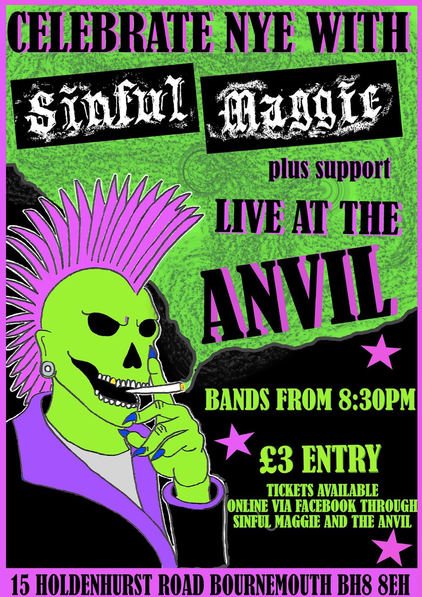 NYE GIG <a href="/TheAnvilRockBar/">The Anvil</a>
Tickets on sale now!
#punk #gig #nye #bournemouth