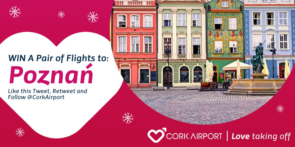 CorkAirport's tweet photo. Have you entered the @CorkAirport #12DaysOfChristmas Giveaway yet today? 🎅✈️

Simply Like this Tweet, Retweet and Follow @CorkAirport to win a pair of return flights from @CorkAirport to Poznań with @Ryanair.

Winner picked tomorrow. T&amp;C's apply: https://t.co/2fsmuvJUzG https://t.co/5aJ4wBLITD