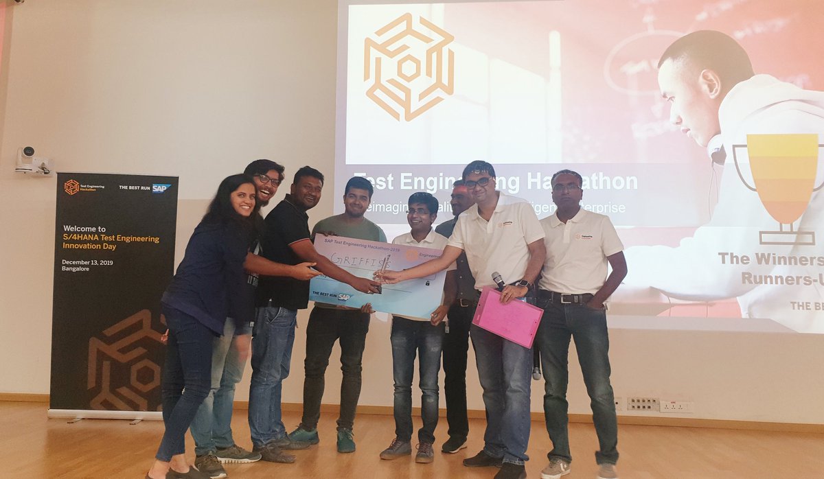 kumaresh_vs's tweet photo. #TestEngineeringHackathon 2019 》100 Teams》30 Protypes》5 Finalists》Brilliant Pitches》Fierce competition 》 Live Demos》Winners: #Griffins (50K)》Runners-Up: #Mindcrusaders (25K)!! Congrats!! #Inclusion & #ThoughtLeadership @saplabsindia @rishtri @gangadharansind @ShuchitaGaur https://t.co/D9h80k1oD8