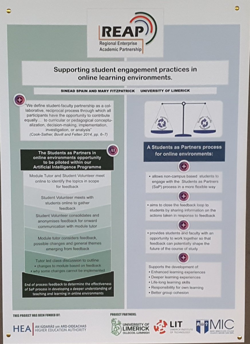 sineads215's tweet photo. Students as partners in online environments.  @REAPmidwest #ICEP19 https://t.co/u0wRE7cqyS