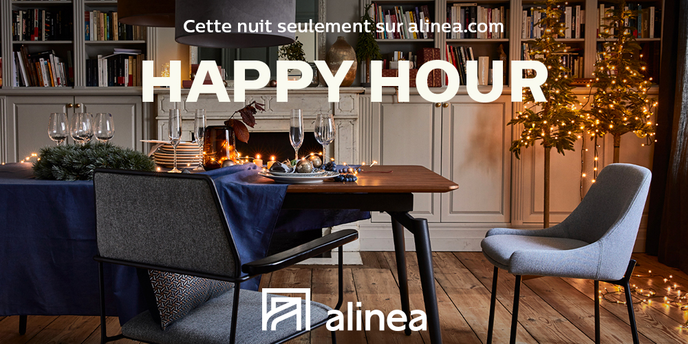 [HAPPY HOUR]

Cette nuit seulement, profitez de -15% sur tout le site* dès 200€ d'achat avec le code HAPPY 😉

&gt; bit.ly/31VELUx

*Offre valable seulement sur alinea.com, jusqu'au 20/12/2019 - 10h. Hors promos.