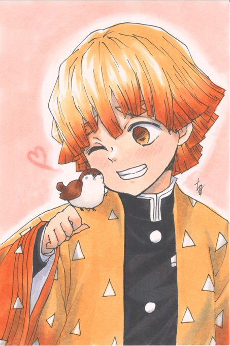 ちま璃ん子🌸🍡さんがTwitterに投稿した我妻善逸(鬼滅の刃)のイラスト。