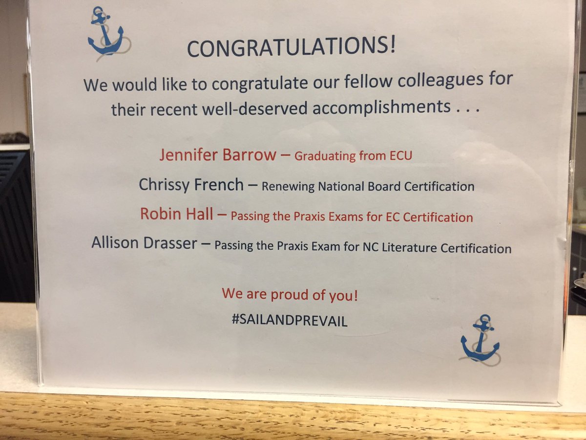 We are so proud of the accomplishments of our BES colleagues. They are such great role models for our students! #BES, #sailandprevail