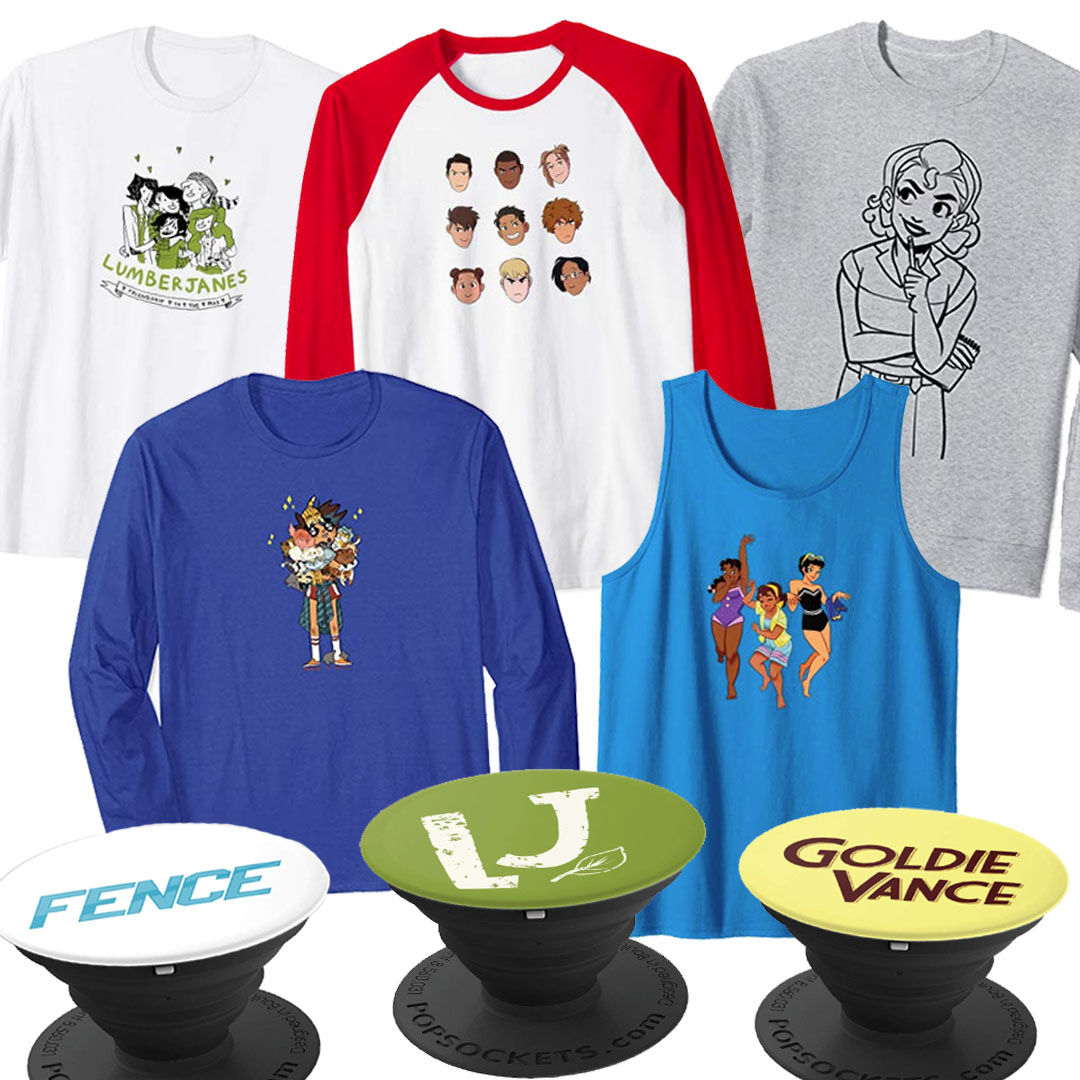 Add some BOOM! Box magic to your look with official merch! @Lumberjanes shirts: bit.ly/LUMBERJANESmer… #GoldieVance shirts: bit.ly/GOLDIEVANCEmer… #FENCEcomic shirts: bit.ly/FENCEmerch