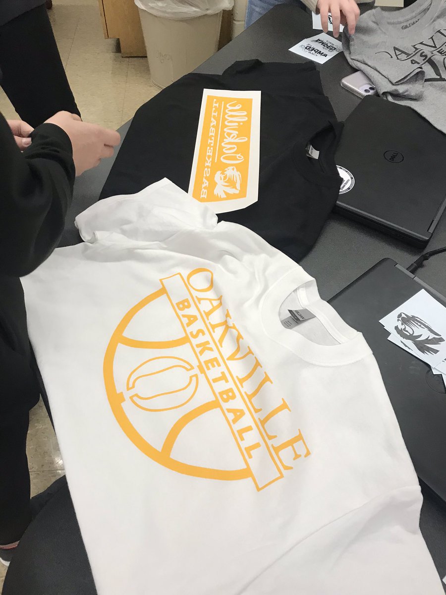 bsrthompson's tweet photo. Creating sample shirts today for shirt sales at Lindbergh game Friday December 20th @MrsMueller4 @OHS_Girl_Bball @Oakville_Hoops @BCzuppon https://t.co/uGew41fJ48