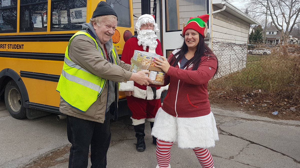 wpsbianca's tweet photo. Santa made an early stop today at #StuffABuss 🚍with tons of food for AYM Advocate Young Minds. Thank you to all who donated a can or their time for this great cause! @WECDSB https://t.co/sJIMgLeLqP