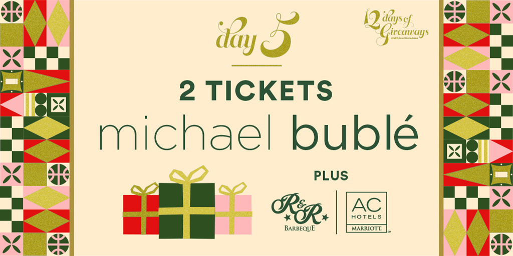 deltacenter's tweet photo. DAY 5: Win 2 tickets to see @MichaelBuble on Friday, May 8th at #VivintArena. PLUS a one-night stay at AC Hotel SLC and $40 for dinner at @RandRBBQ in the arena.
To enter:
1️⃣Follow @vivintarena 
2️⃣RT
3️⃣Tag a friend
*Winner will be DM’d 12/14 at 10am https://t.co/MtMpaXbd7T