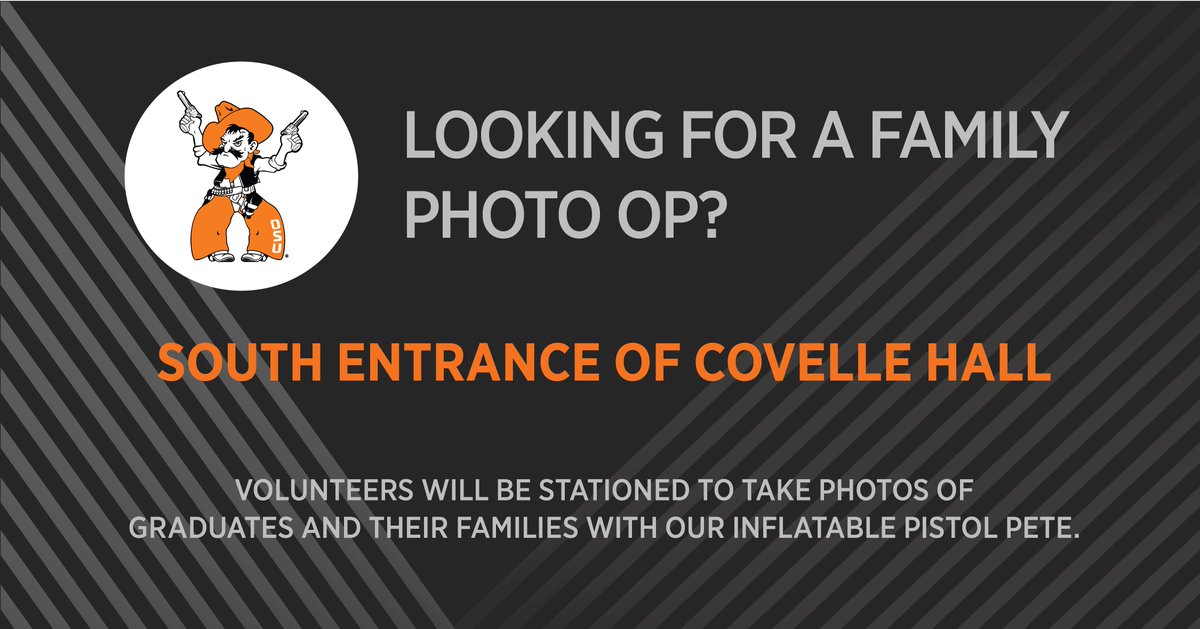OSUIT's tweet image. Inflatable Pistol Pete will be set up at the south entrance of Covelle Hall for photo ops after the ceremony! #osuit #osuitgrad #gopokes