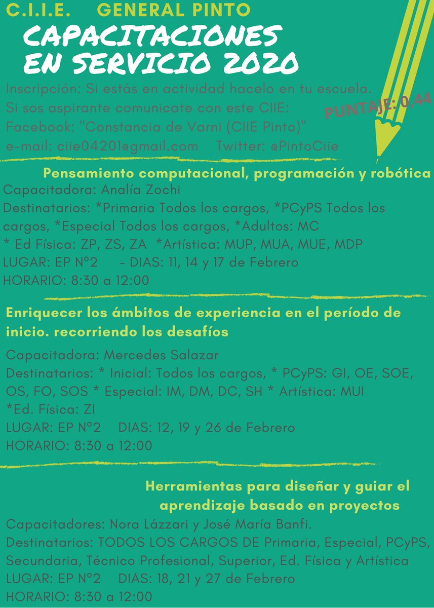 PintoCiie's tweet photo. COLEGAS, estas propuestas de capacitación tienen la particularidad de ser transversales por lo que alcanzan a todos los niveles y modalidades. No te las pierdas.
Nos vemos en Febrero 2020!! https://t.co/19Oi9tZHcE