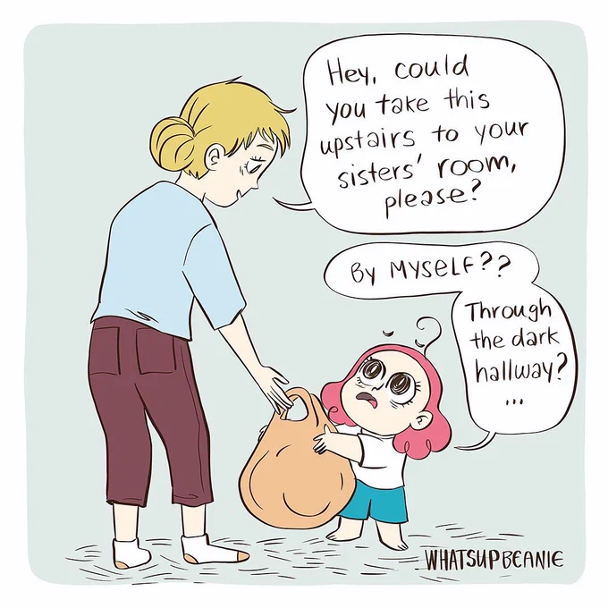 (1/2) in the right order cause I'm a dumbass... haha. Comic about being scared of dark hallways as a kid!! 