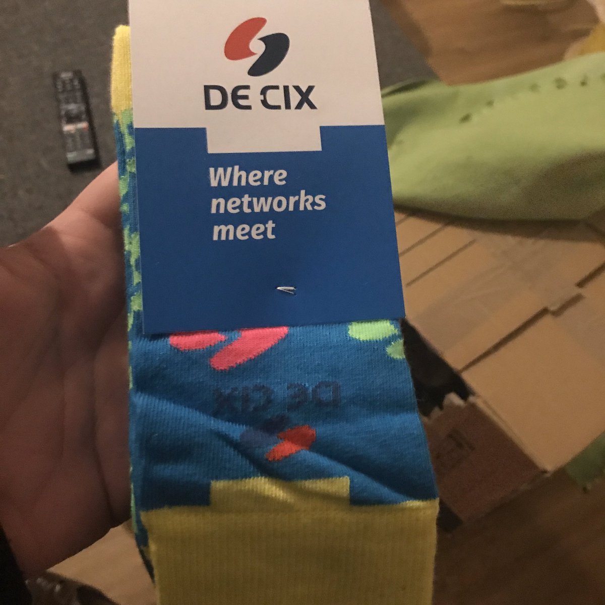 maxischieder's tweet photo. Such a nice present from @DECIX :3 #decixsocks #peering https://t.co/AWPBJGhN25