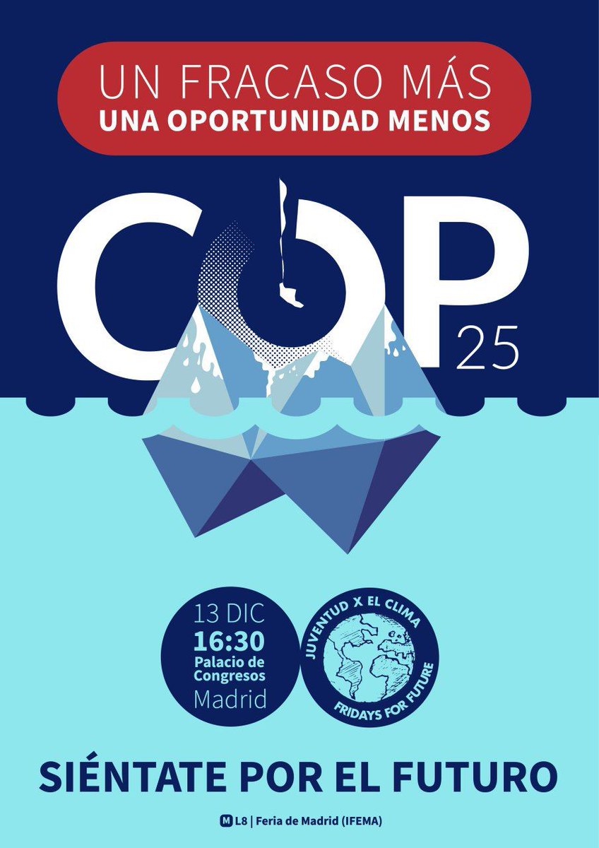 CANIntl's tweet photo. JOIN US TODAY: #ClimateStrike ✊🏽
4:30pm outside #COP25 at the Palacio Municipal de Congresos de Madrid (near Feria de Madrid metro station)
#COPforFuture @Fridays4future @FridayForMadrid https://t.co/izXgPmykXw