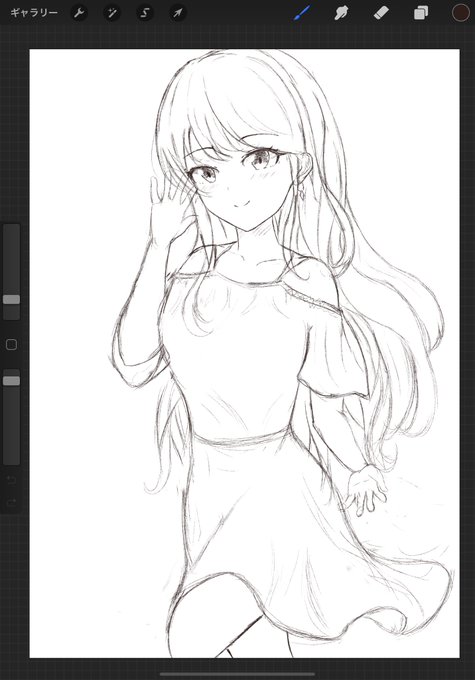 全身
ラフだけど手がまだすごい違和感感じるな 