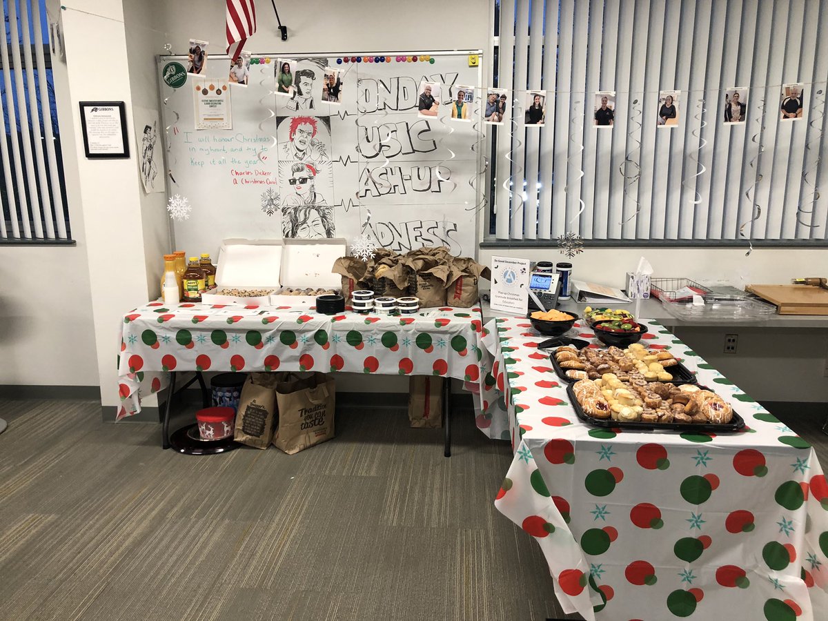 GabiABurn's tweet photo. Educators! @CFALDRAcademy has provided a POP UP Christmas gratitude breakfast to share their love for all the you do! Enjoy the last day of classes and merry Christmas! #faithserviceleadership @principalcghsnc @cghsnc https://t.co/IoKqboq8jY