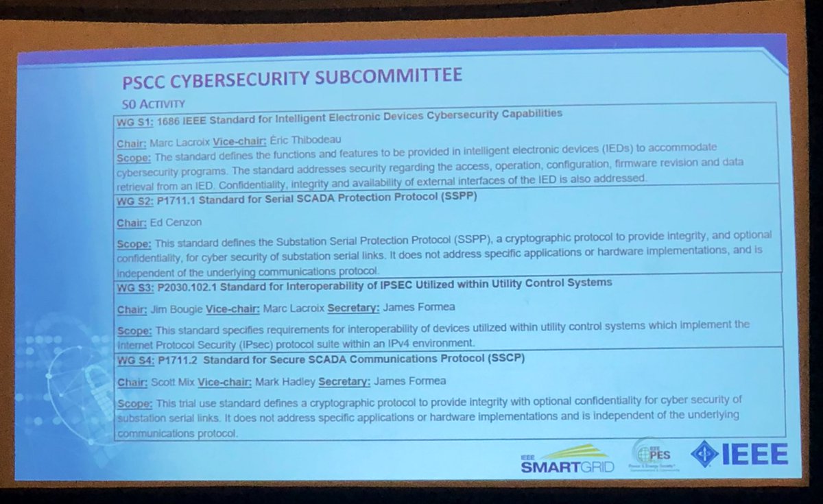 Break down of standard development activity across <a href="/ieee_pes_pscc/">IEEE-PES PSCC</a> for grid security by <a href="/skunsman/">Steven Kunsman</a>. Worthwhile for vendors and utilities alike. #SmartGridCyberCon #smartgrid #cybersecurity