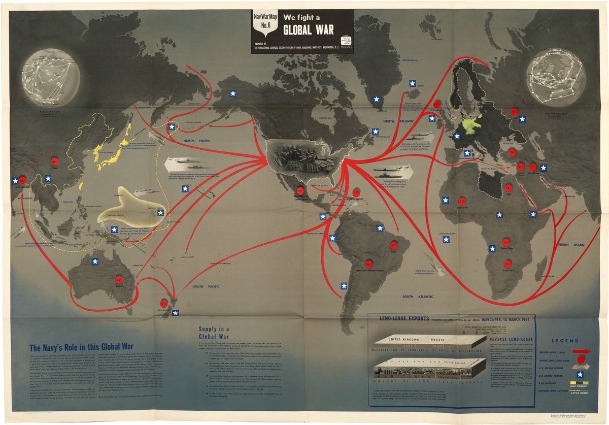 bostonraremaps's tweet photo. A mammoth and colorful pictorial map of the world issued by the U.S. Navy near the end of World War II.
#NavWarMap #Persuasivemap #pictorialmap #propagandamap #map #maps #cartography #mapporn #mapsareweapons #mapswinwars #ww2 #wwII https://t.co/LZp4NWNqul https://t.co/RCJxgiQ0nS