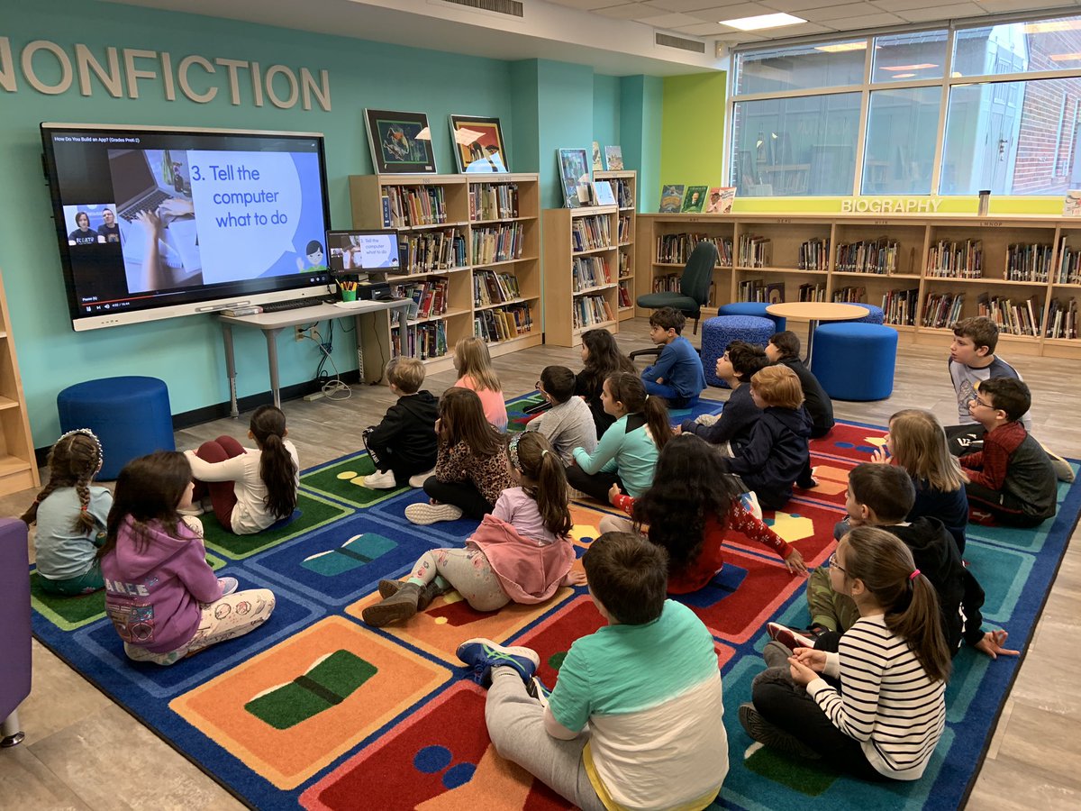 HES 2nd graders learning from the experts with a webinar from the makers of the @Seesaw app! #CSEdWeek2019