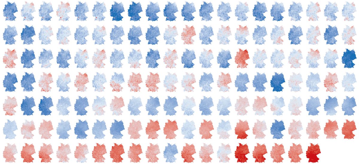 Recently, I saw this great visualization of long-term temperature changes in Germany by <a href="/zeitonline/">DIE ZEIT</a> and though I could try recreating it using #rstats and #ggplot2. Worked out in the end 😀 Check it out here:
bit.ly/36sGbI8 🌡️🌍 #datascience #opendata #climatechange