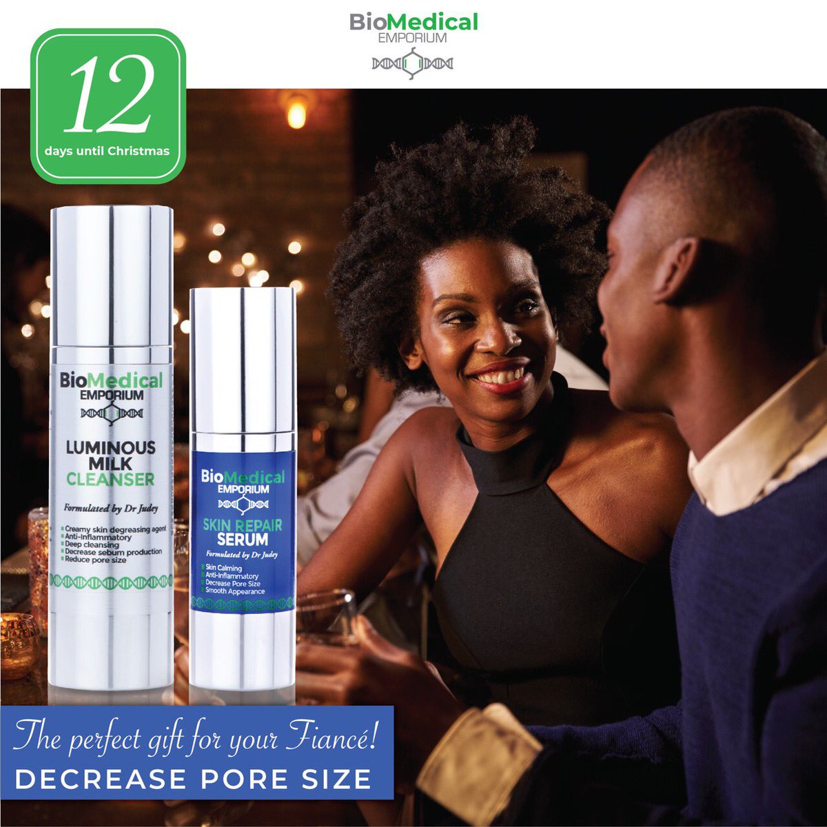 biomed_emporium's tweet photo. 12 Days until Christmas Day! We have already prepared the perfect gift for your FiancΓ©! Reduce enlarged skin pores with the gentle Luminous Milk Cleanser and the Skin Repair Serum. #perfectgift #reduceporesize https://t.co/nPOFMB2dEJ