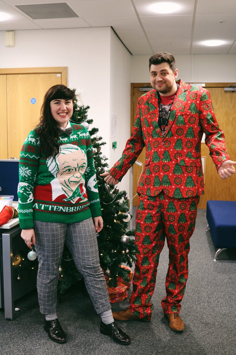 lexyfj_'s tweet photo. When you and @CClipson turn up for #ChristmasJumperDay2019 @UoLEstates #suitgoals https://t.co/wrZYCZfdlI