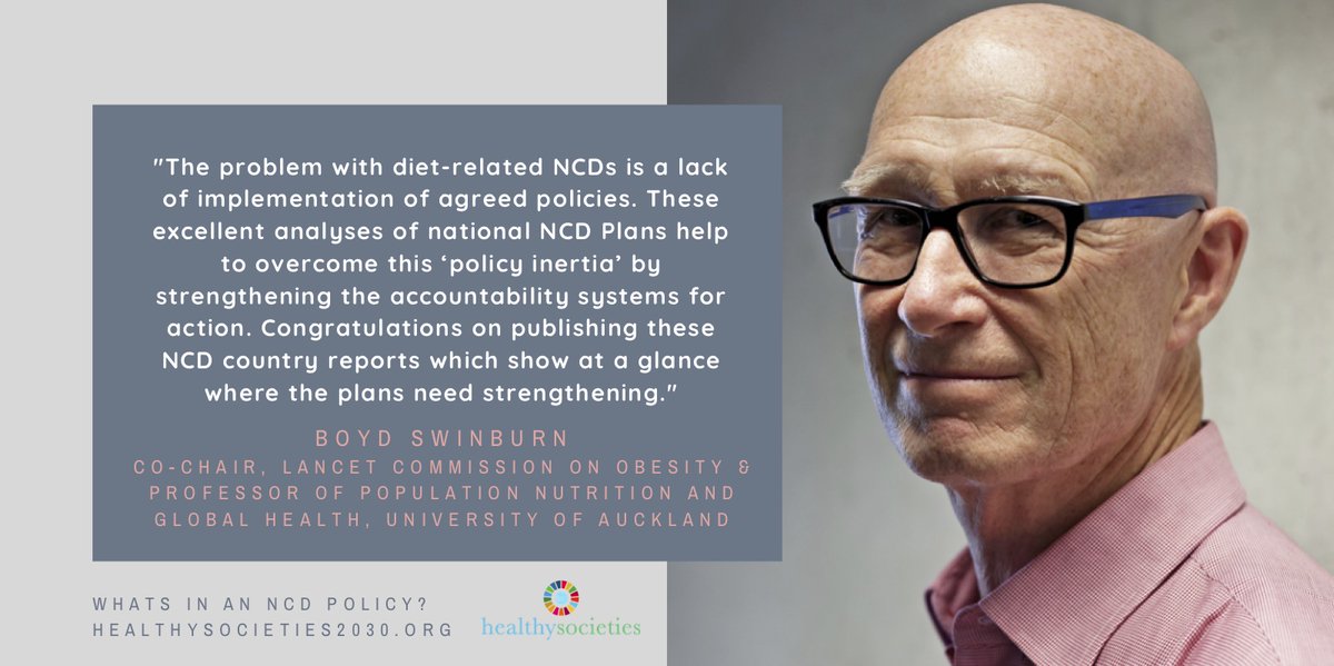 @kentbuse @ncdalliance @un_ncd @worldheartfed @WorldObesity @SandroDemaio @EATforum @Unni_Gopinathan @LawrenceGostin @sudhvir @BoydSwinburn @hannahbrins @SaraCausev @katiedain1 @JLCastroGarcia @SharonFrielOz @jjaimemiranda @CREHPA_Nepal @Maheshcpuri @H_S_Global @NordstrmAnders @SaniaNishtar @IlonaKickbusch @andreafeigl1 @Mandeep_Dh @taufiquejoarder @UCL_NCD @PhilBakerNZ @baumfran @DrKateAllen @seyeabimbola @HilalElver @mulumbacehurd @ygpillay @MichelSidibe 'The problem w/ diet-related #NCDs is a lack of implementation of agreed policies. These excellent analyses of national NCD Plans help overcome 'policy inertia' by strengthening accountability systems for action' @BoydSwinburn 

View briefs at👉healthysocieteis2030.org #PolicyCube