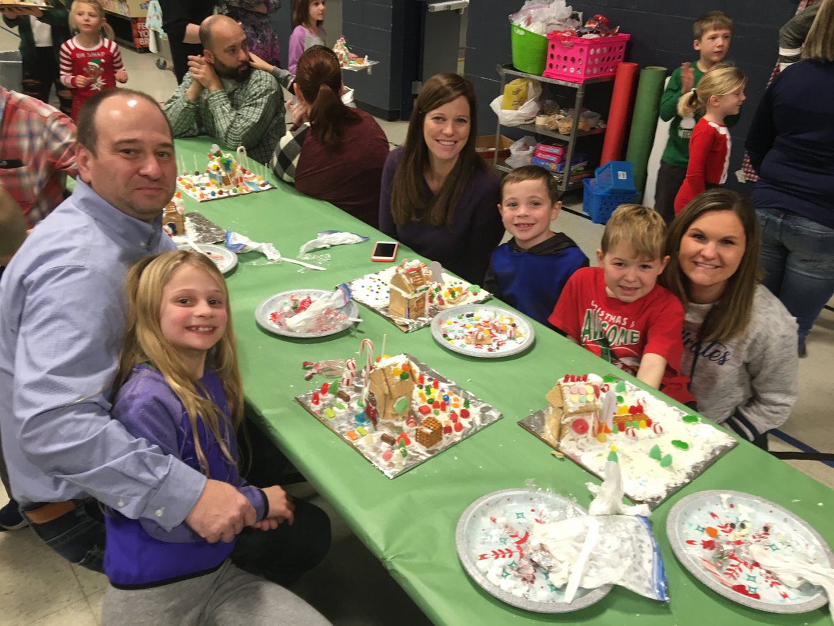 markschlatter89's tweet photo. Always hard to tell who enjoys the First grade’s gingerbread house building more: the students or their helpers 😊 Amazed at all the creativity #hudsonschools https://t.co/uIMZjLozt6