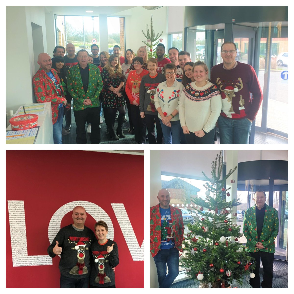 Lovell_UK's tweet photo. #LovellMidlands are in the festive spirit today for #ChristmasJumperDay.  Congratulations to our winners of the best jumper competition, Phil and Julie Bowling and to Pete Mottram and Adam Mulvey our runners up!
We raised £60 this morning for @savechildrenuk https://t.co/XK4Cxr2mnX