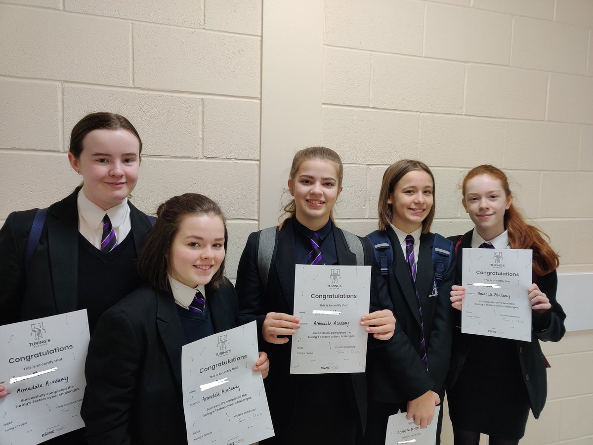Congratulations to our first team to complete the <a href="/turingtesters2/">turingstesters2.0</a> Cyber Treasure Hunt. Well done girls! 
What team will be next? 
#ChooseComputingScience 
<a href="/ScullionToni/">Toni Scullion</a>