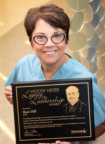 ChooseMemorial's tweet image. Congratulations to Shari Hill, MSN, RN, CNOR, director, Cardiovascular Invasive Services, on being selected as the 2019 Woody Hester Legacy of Leadership award-winner. #inspiresothers #leadsbyexample
