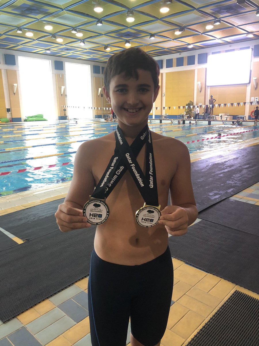 DCPEPrimary's tweet photo. DC Primary &amp; Secondary Swimmers competing today in the H2O Inter School Gala @QF Medals galore this morning and just about to start the afternoon programme! @DohaCollege #swimming https://t.co/hrnxwg59jf