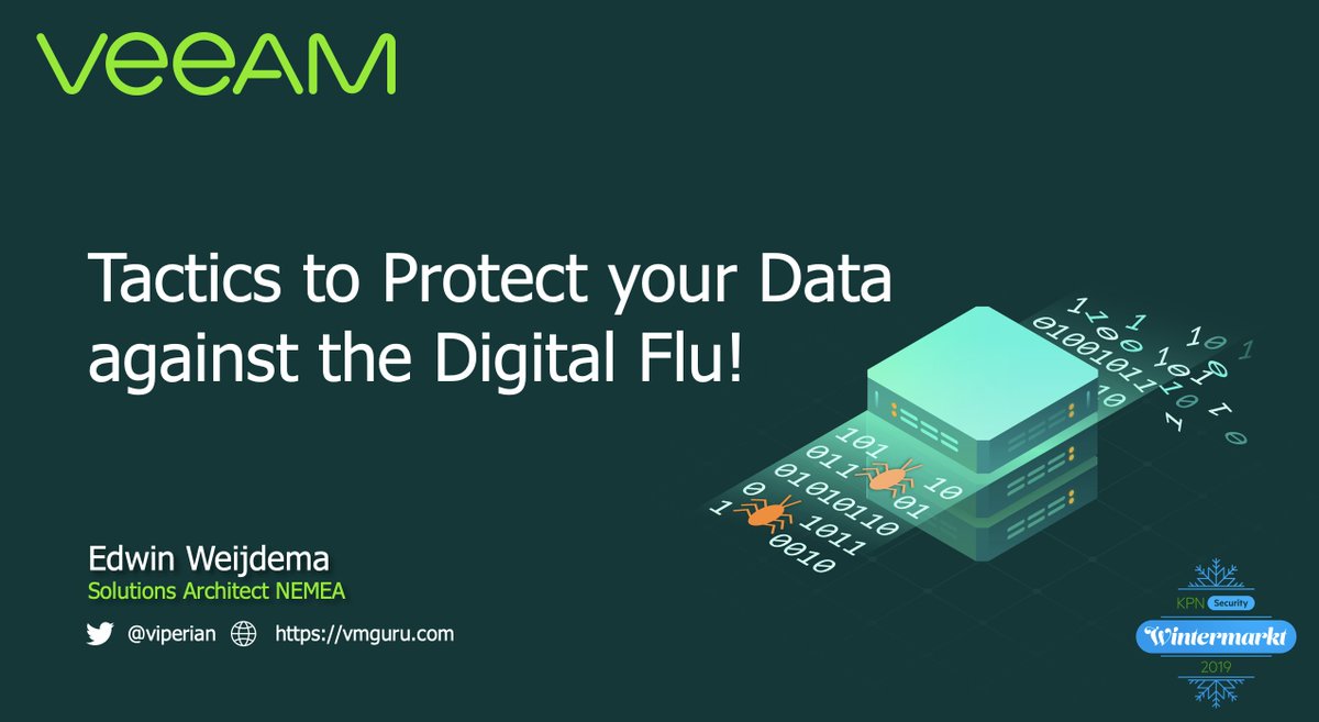 Viperian's tweet photo. Just finished the preparation of the @Veeam presentation Tactics to Protect your Data against the Digital Flu! at the @kpnsecurity Winter Market 2019 #security #ransomware #digitalflu #datamanagement #veeam https://t.co/jQd2k5reZY