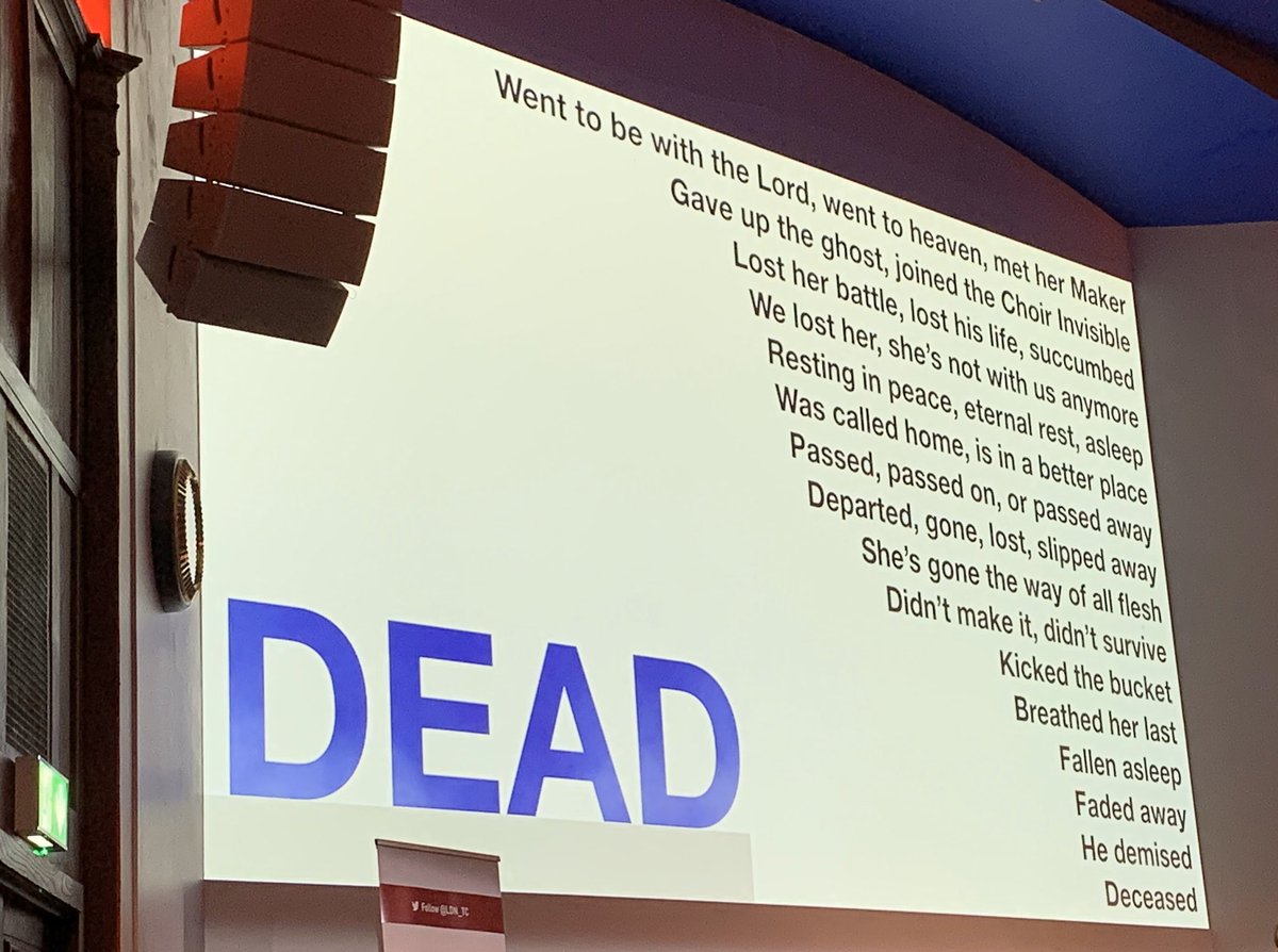 Dealing with trauma deaths - our words can cause harm, choose them carefully and avoid ambiguity. Do not be afraid to say dead. Use silence and give the family time to break that silence - look after them, but don’t forget to look after your team and yourself too #LTC2019