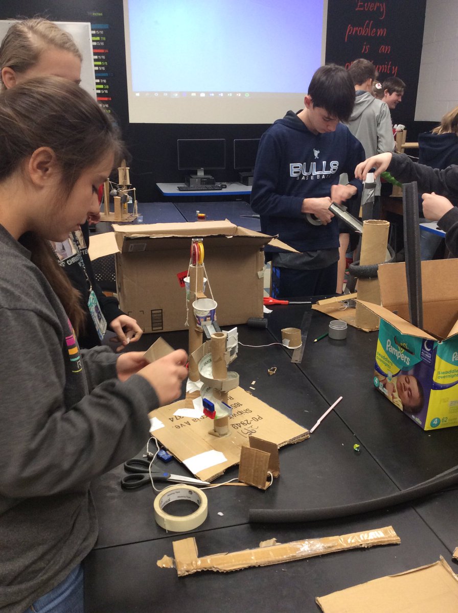 jmnungesser's tweet photo. Rube Goldberg machines are coming together! #BirdvilleLearns @SMSRaiderNation #NungesserClassroom #GTT2 https://t.co/ccvDcBQ42J