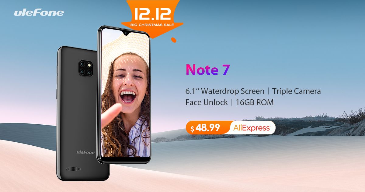 UlefoneMobile's tweet photo. 12.12 Big Christmas Sale!
Date: Dec 12- Dec 13.
The super budget smartphone Ulefone Note 7 is on sale for $48.99.
Buy now>>>https://t.co/lLJsL2RQu7 #UlefoneNote7 https://t.co/PhelfZVEm2