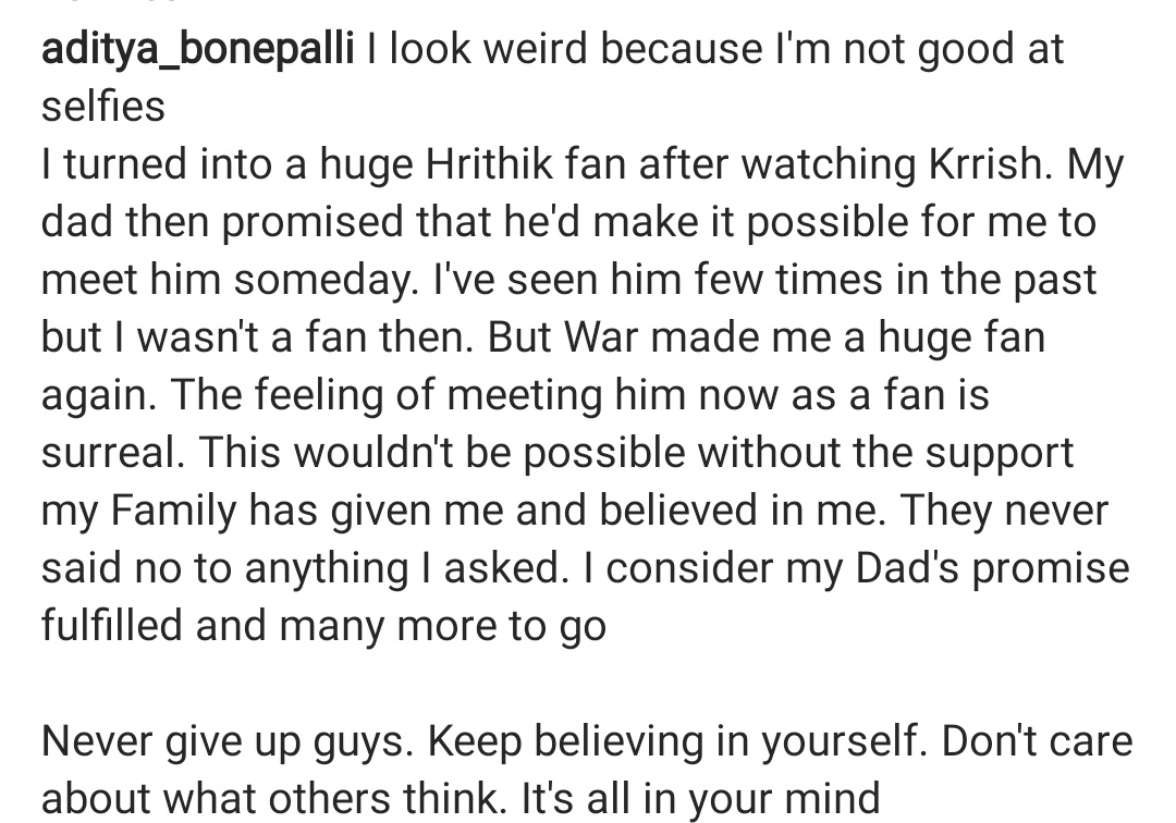 Aditya Bonepalli who met #Hrithik today post Filmcompanion Masterclass narrates his experience of meeting the superstar
#HrithikRoshan #bollywood