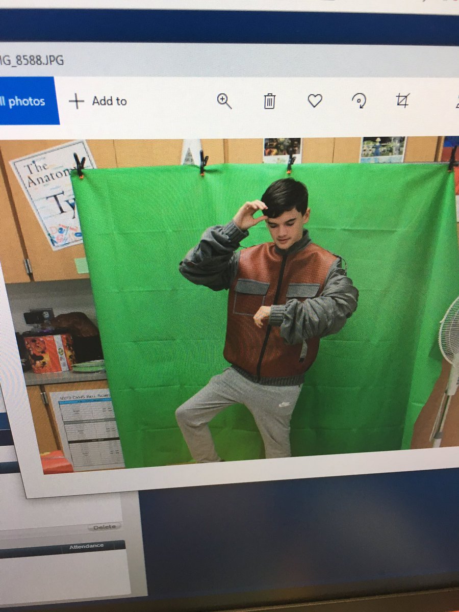 gradt1216's tweet photo. My #raok - I let my student borrow my #BackToTheFuture Marty outfit for a Movie Poster #photoshop project #csisd12 https://t.co/oc0R33Drzk