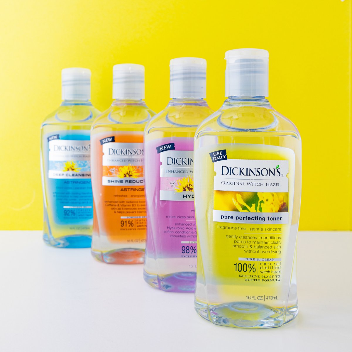 Witch hazel is always the 1st ingredient in Dickinson's products 🙌