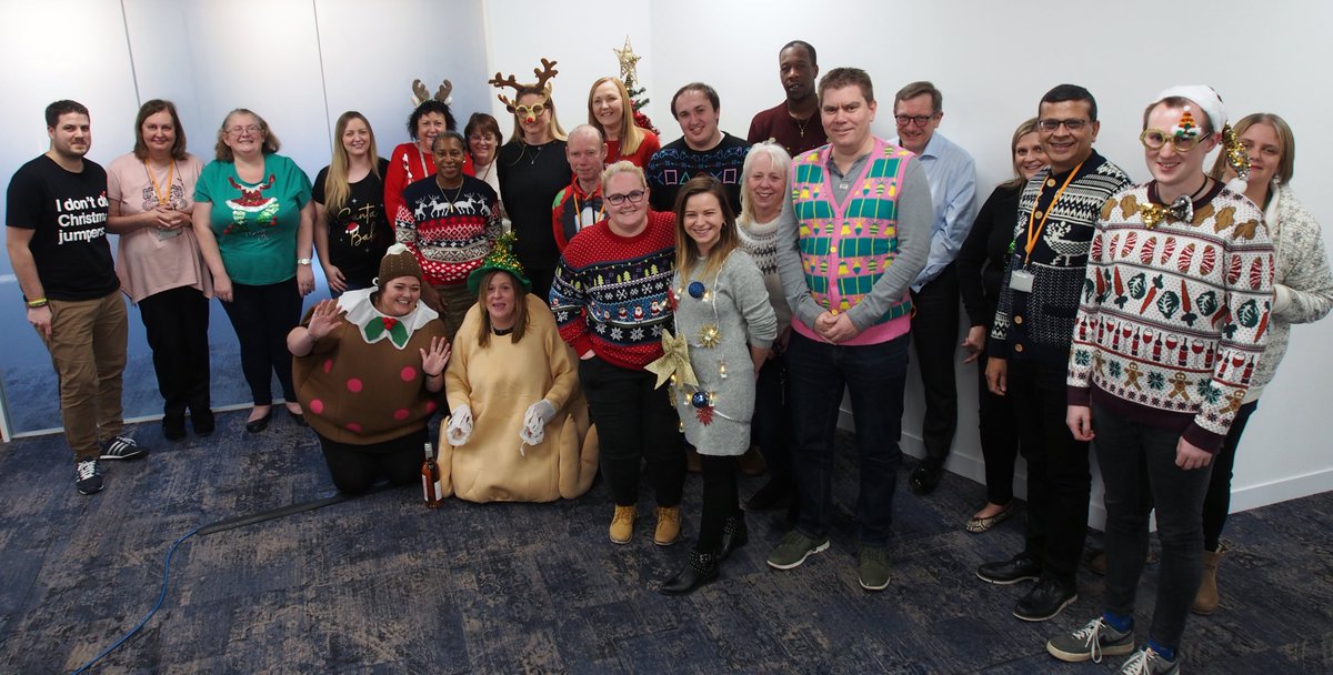 Today brought more fundraising fun for our wonderful charity partner, <a href="/RaysofSunshine/">Rays of Sunshine</a>! Everyone who came to work in a #ChristmasJumper paid £1 and enjoyed mince pies and soft drinks. The team also took part in a Christmas raffle and silent auction, and we all took a team photo!