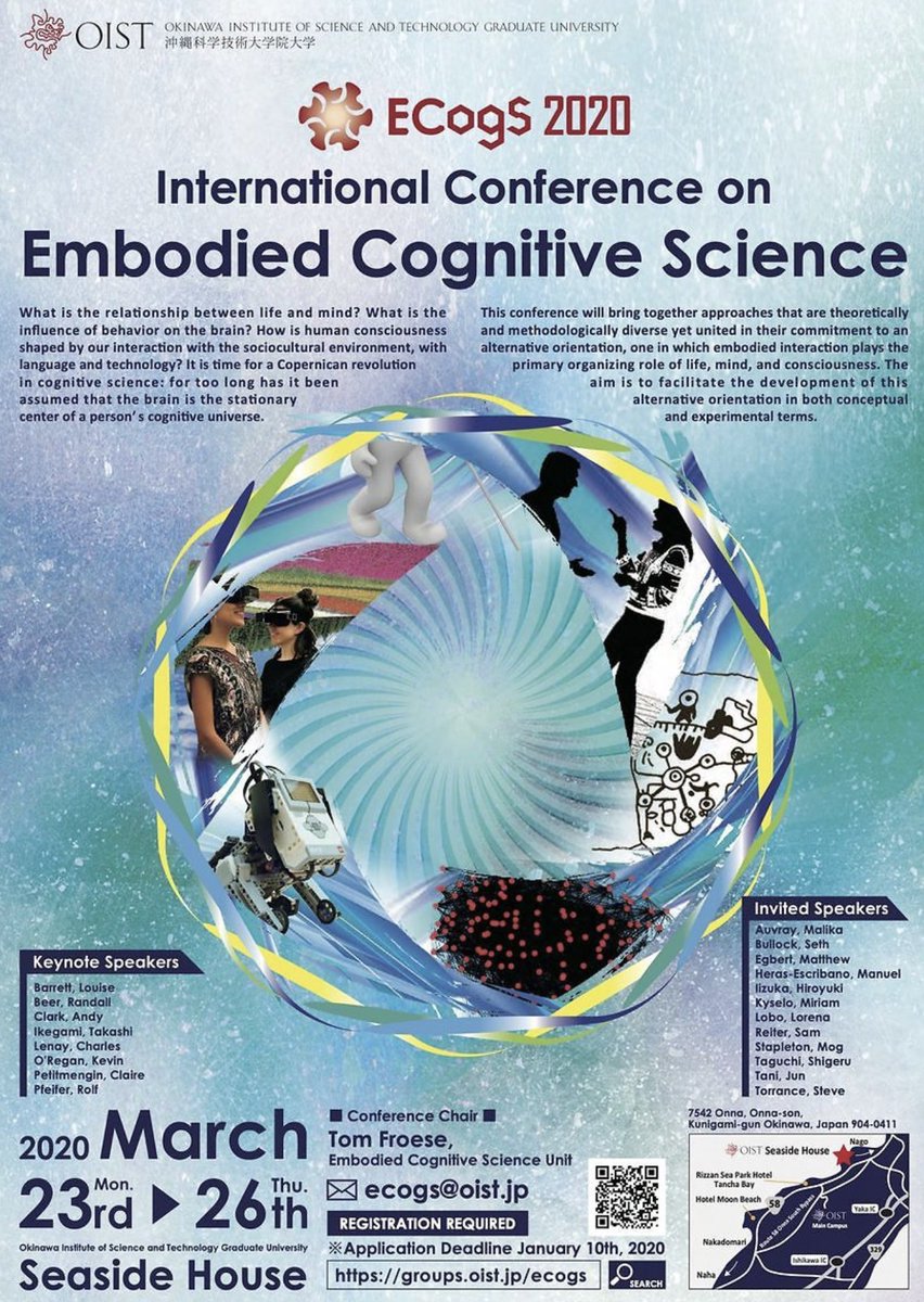 Consider submitting your work to the new 

Embodied Cognitive Science 

conference, to be held this March in Okinawa Japan.

Great speakers, great ideas, great locale...