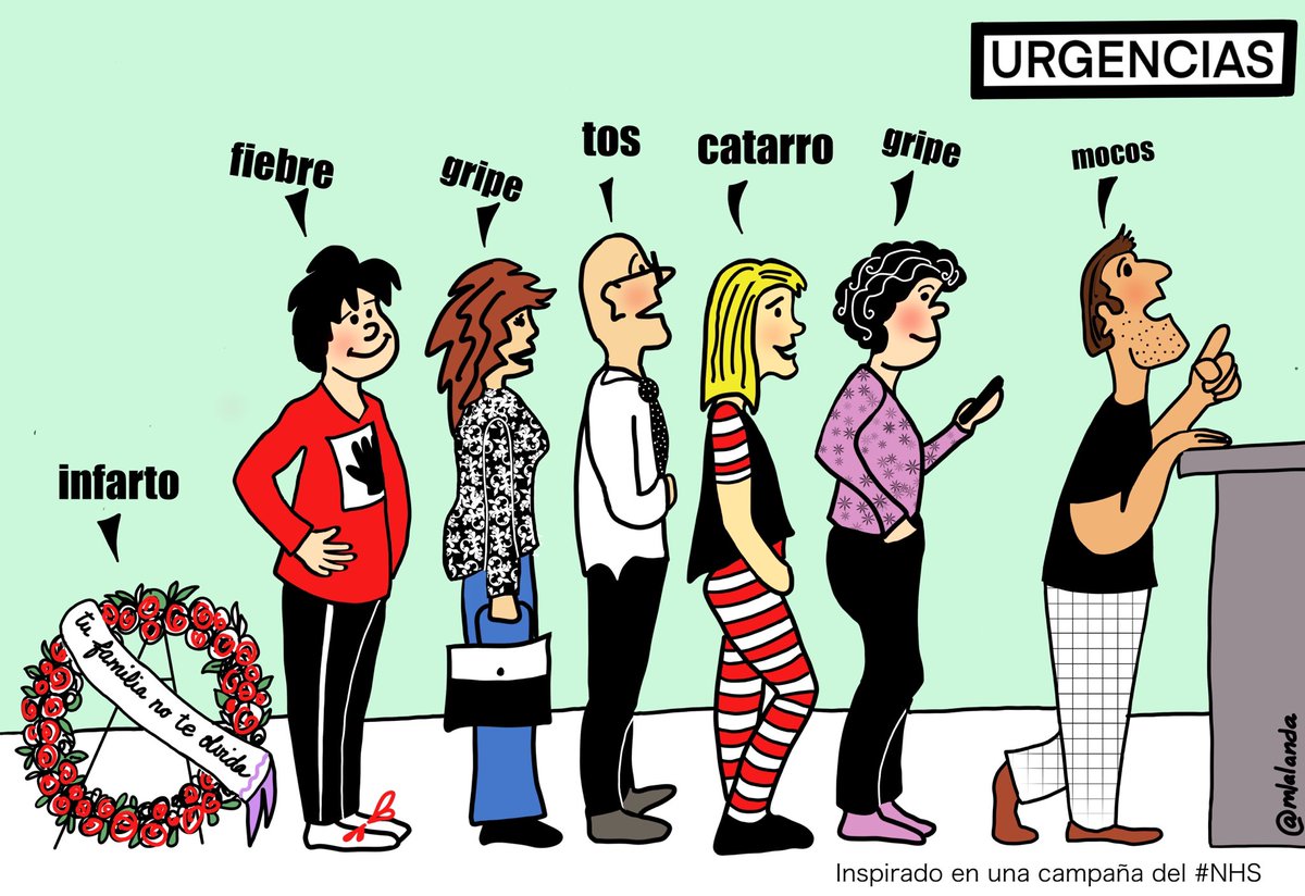 La próxima vez que acudas a #Urgencias piensa si realmente lo necesitas. 
Quizás la próxima vez puedas ser tú el último de la fila....