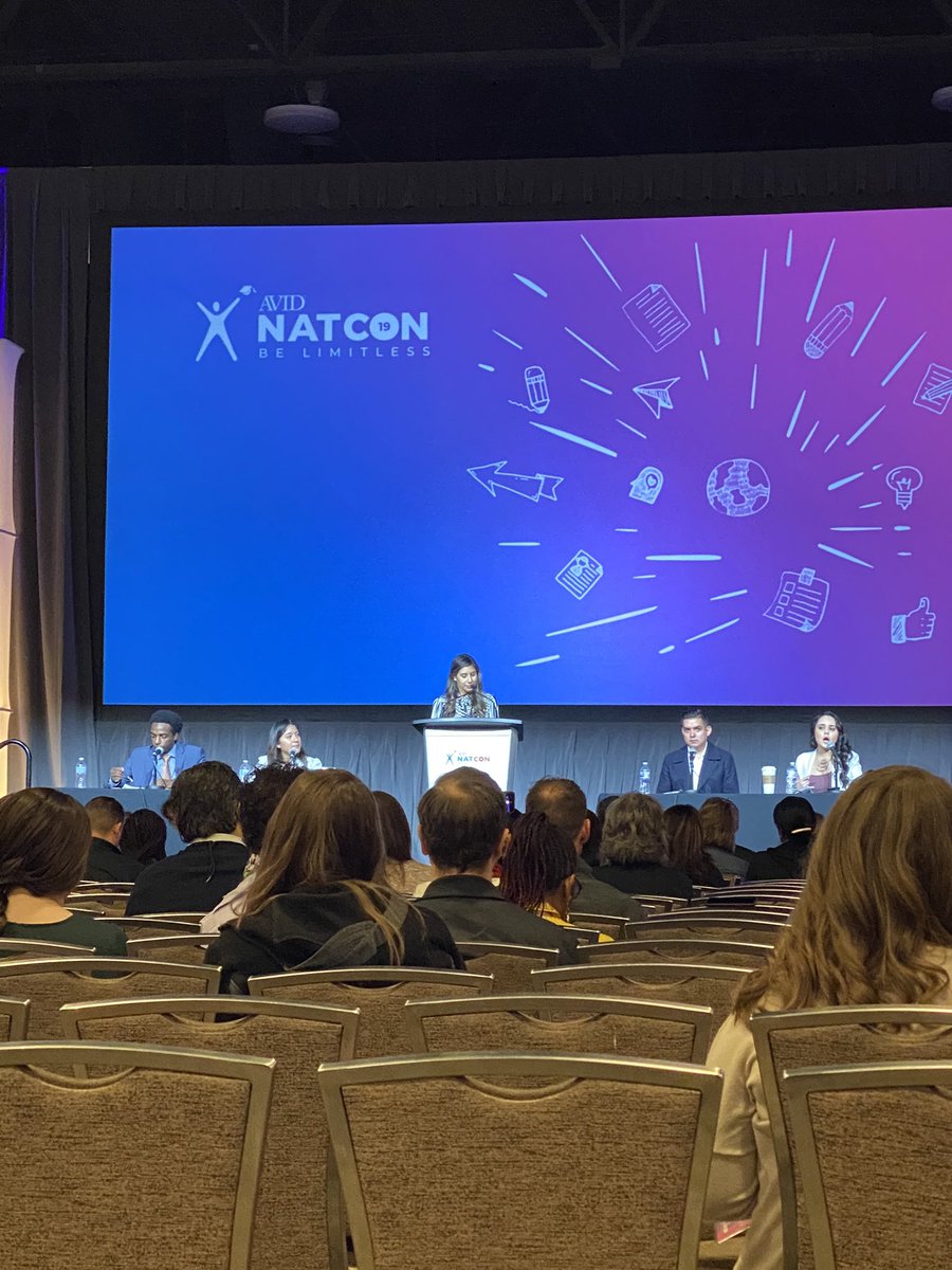 avid_mel's tweet photo. AVID Alumni Panel of students validating what we do for our AVID kids. Very refreshing. #NatCon19 https://t.co/eekjEUXeA8