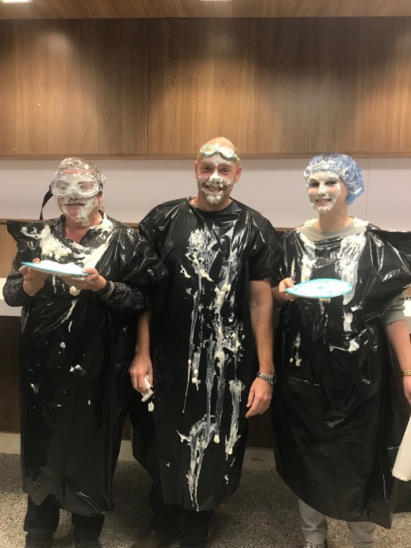Key Club pie in the face was a great success!  Thanks to Mr Griffiths, Ms Carson and Ms Wright for being good sports!
